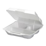 White 3 Compartment Foam Hinged Lid Container – 10.25″ x 9.25″ x 3.25″
