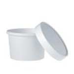 White Double Sided Poly Paper Food Container and Lid Combo – 8 oz